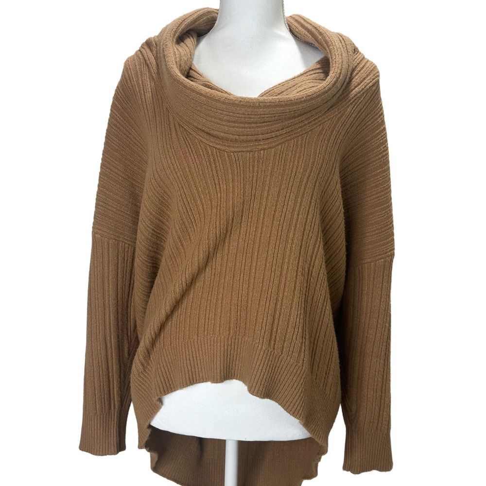 Zara Brown Ribbed Cowl Neck Sweater Size S - Picture 1 of 8
